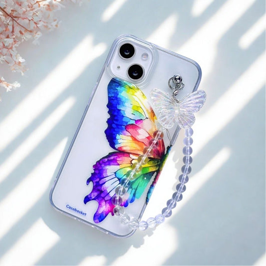 Popwings Transparent Pearlfly Fall Chain Phone Cover