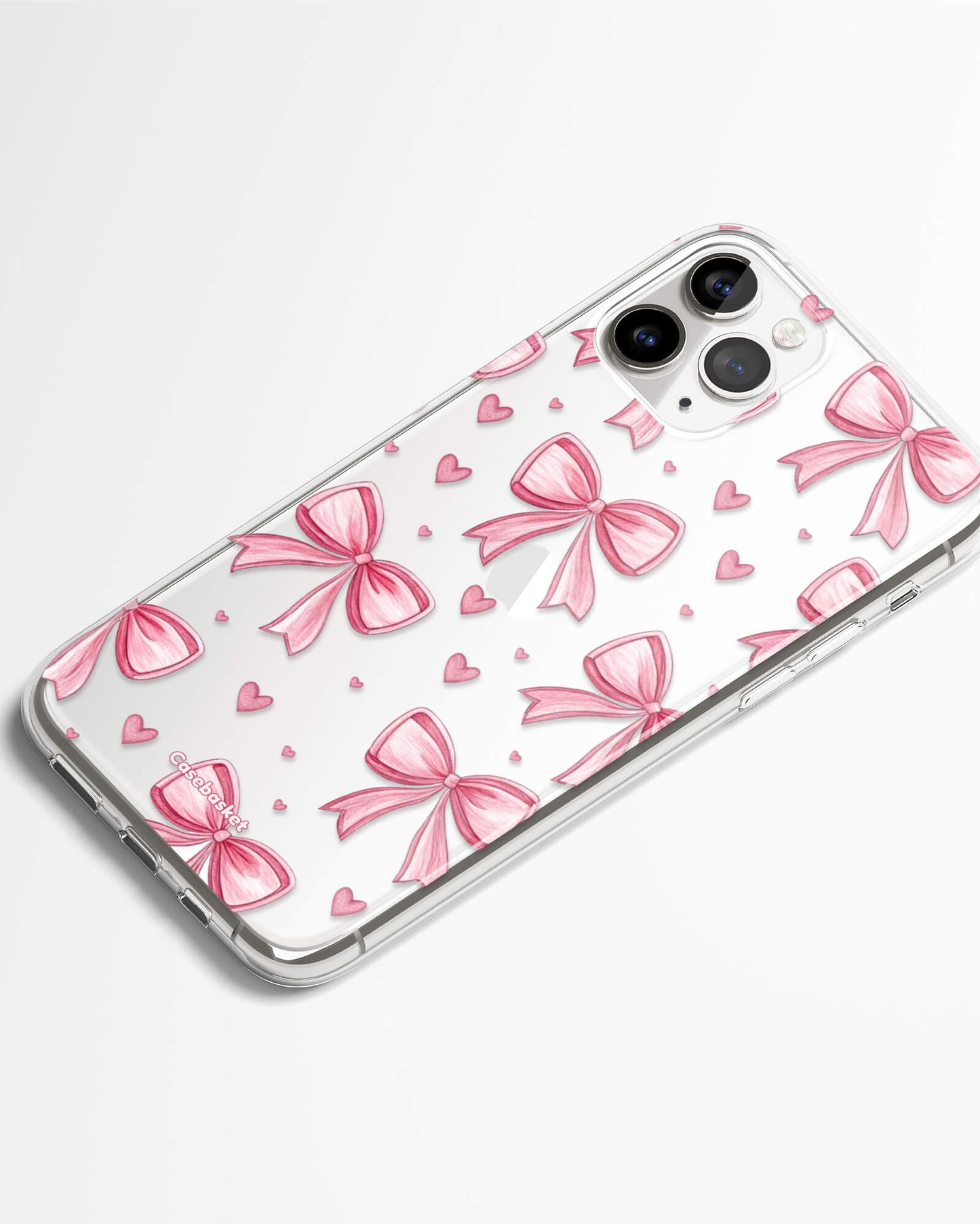 Pink Bow Hearts Silicone Phone Cover