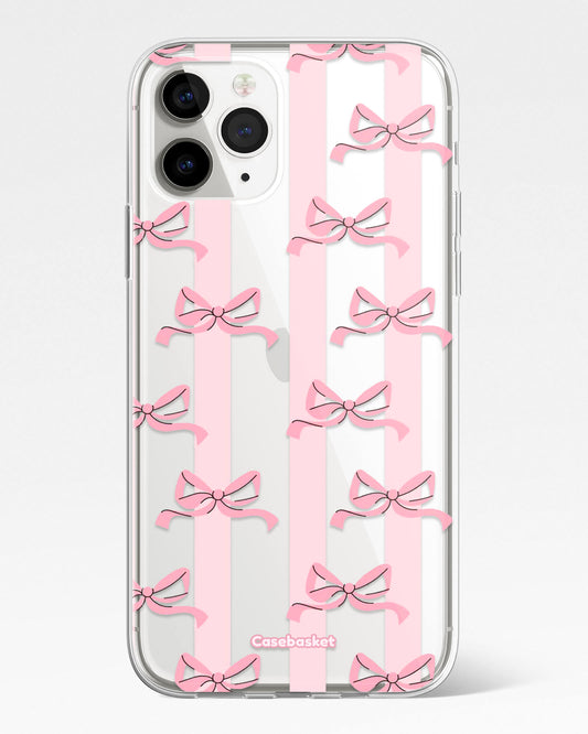 Candy Stripe Bow Silicone Phone Cover