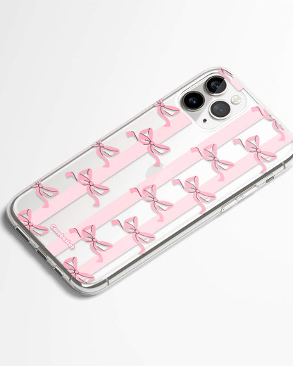 Candy Stripe Bow Silicone Phone Cover