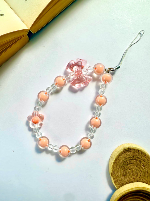 Orange Pop Transparent Bow Phone Chain Charm