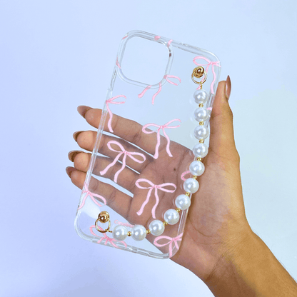 Blush Bow Transparent Pearl Phone Cover