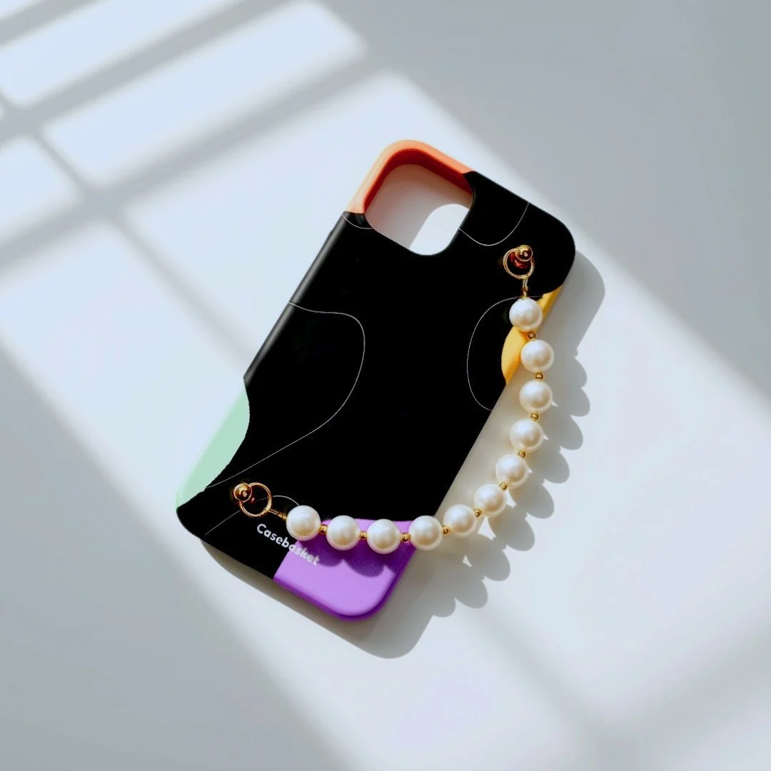 Black Vivid Pearl Chain Phone Cover