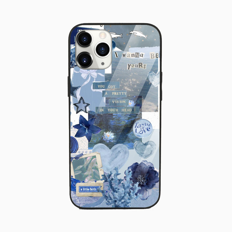 Blue Ember Aesthetic Glass Phone Cover