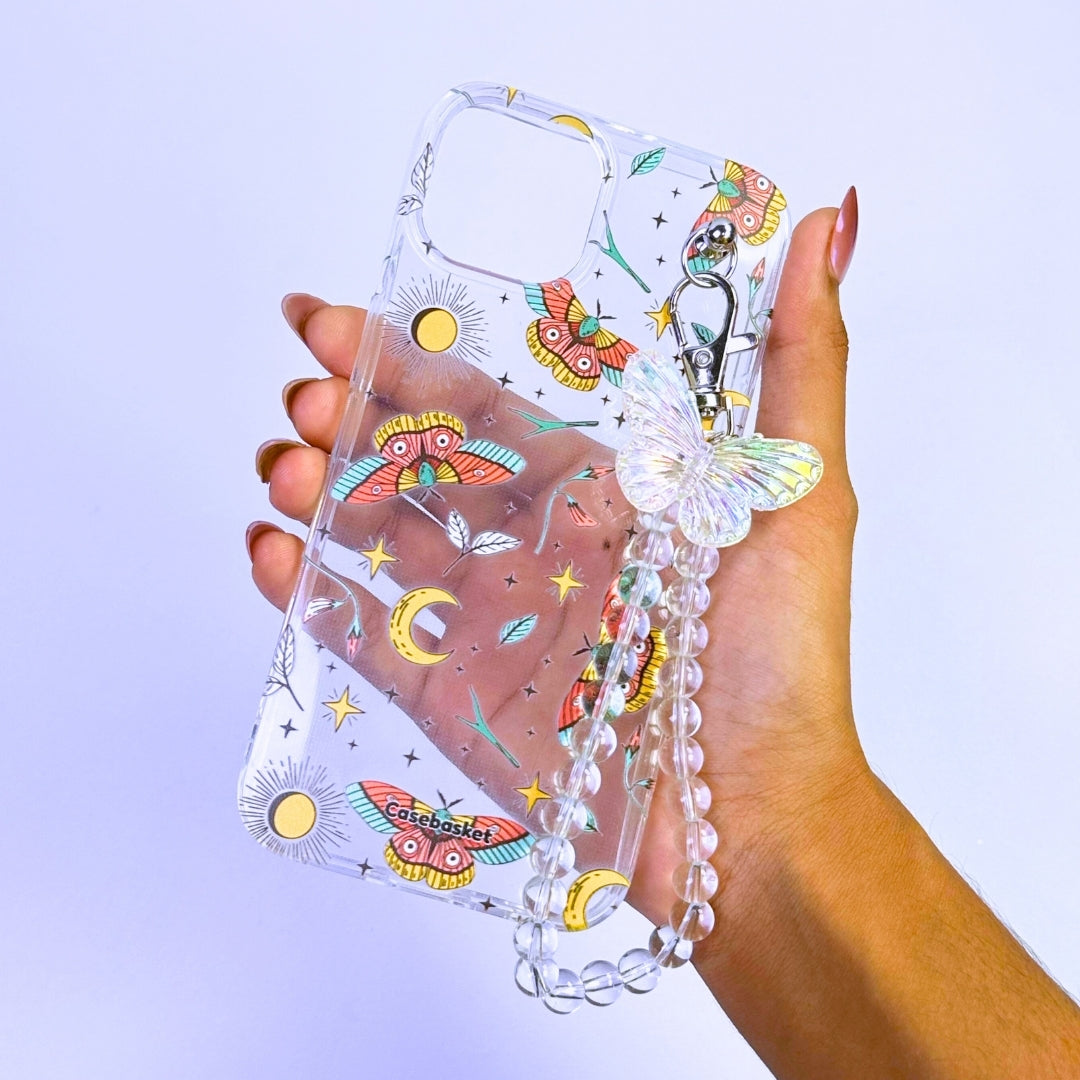 Butterflick Transparent Pearlfly Fall Chain Phone Cover
