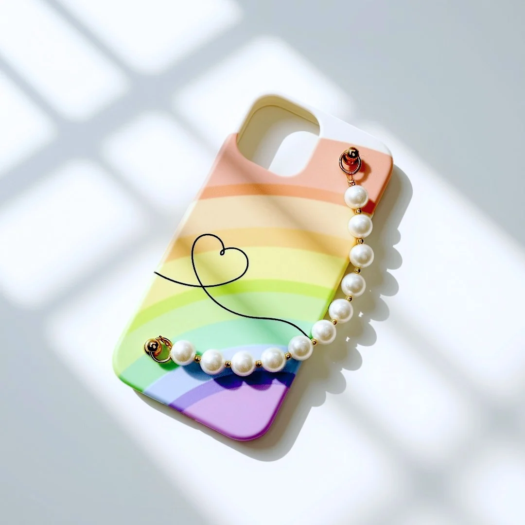 Colorful Rainbow Pearl Chain Phone Cover