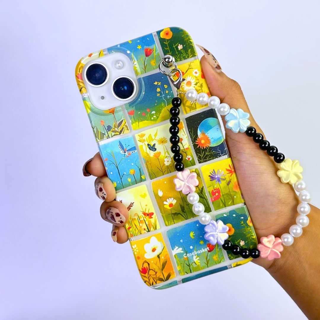 Cosmic Bloom Garden Transparent Fall Chain Phone Cover