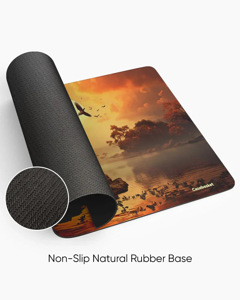 Golden Serenity Print Desk Mat