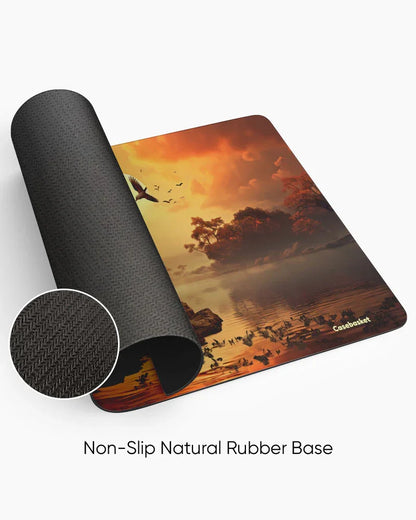 Golden Serenity Print Desk Mat