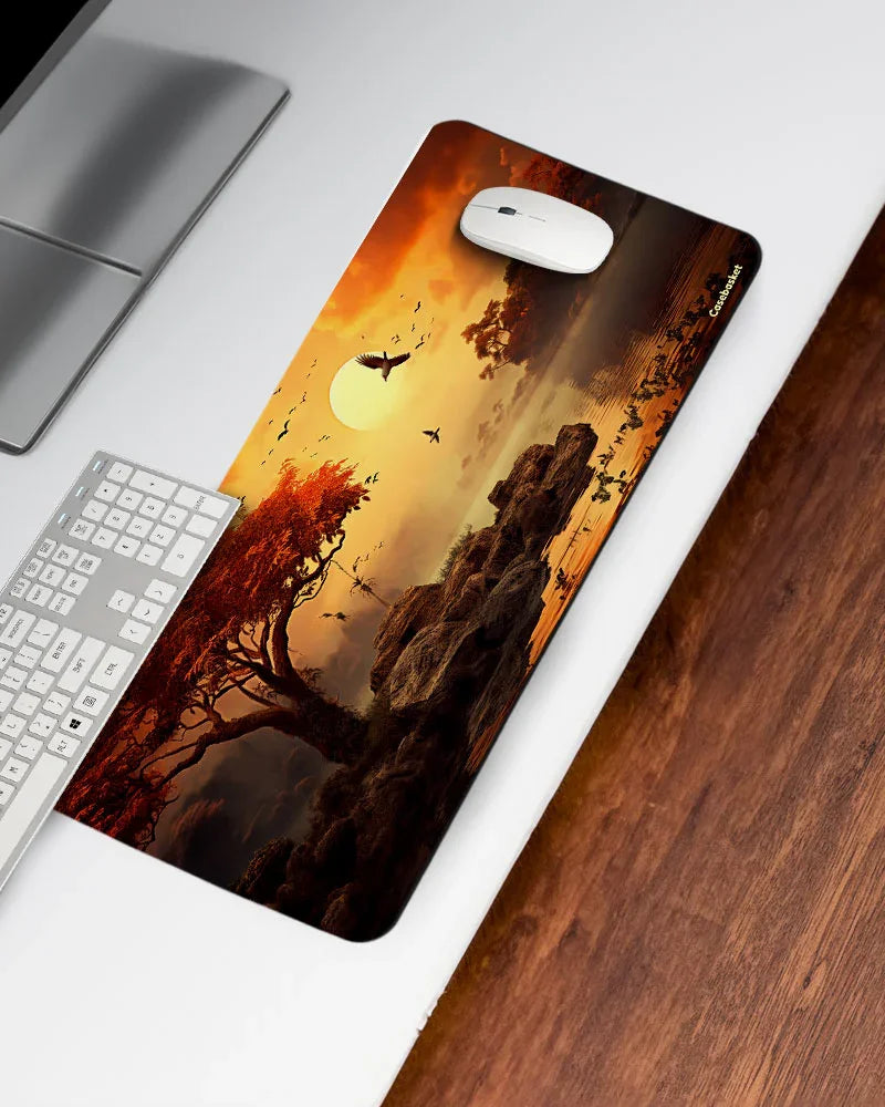 Golden Serenity Print Desk Mat