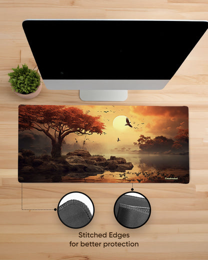 Golden Serenity Print Desk Mat