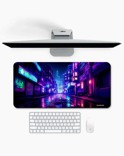 Neon Streets Print Desk Mat