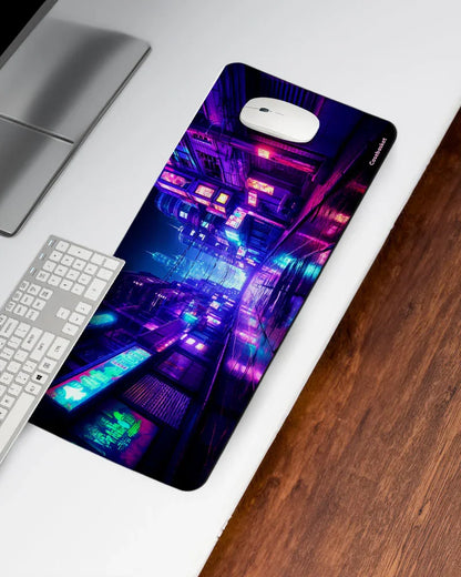 Neon Streets Print Desk Mat