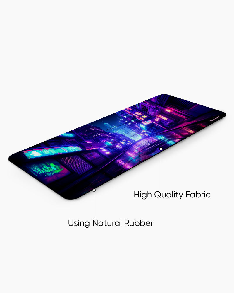 Neon Streets Print Desk Mat