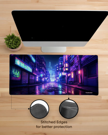 Neon Streets Print Desk Mat