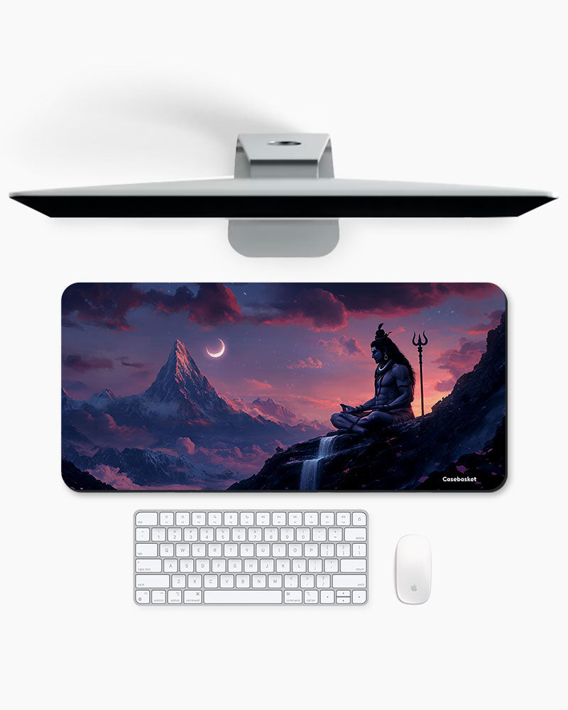 Meditating Mahadev Print Desk Mat