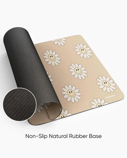 Cheerful Beige Print Desk Mat
