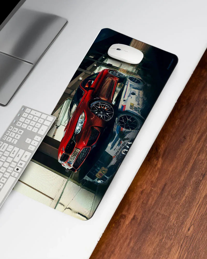 Crimson Velocity Print Desk Mat