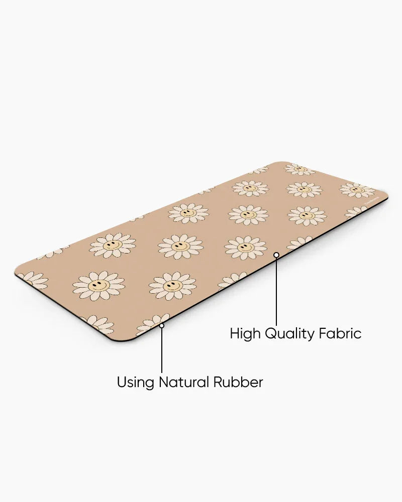 Cheerful Beige Print Desk Mat