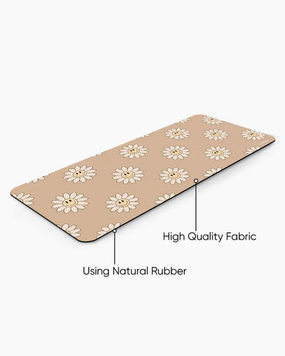 Cheerful Beige Print Desk Mat