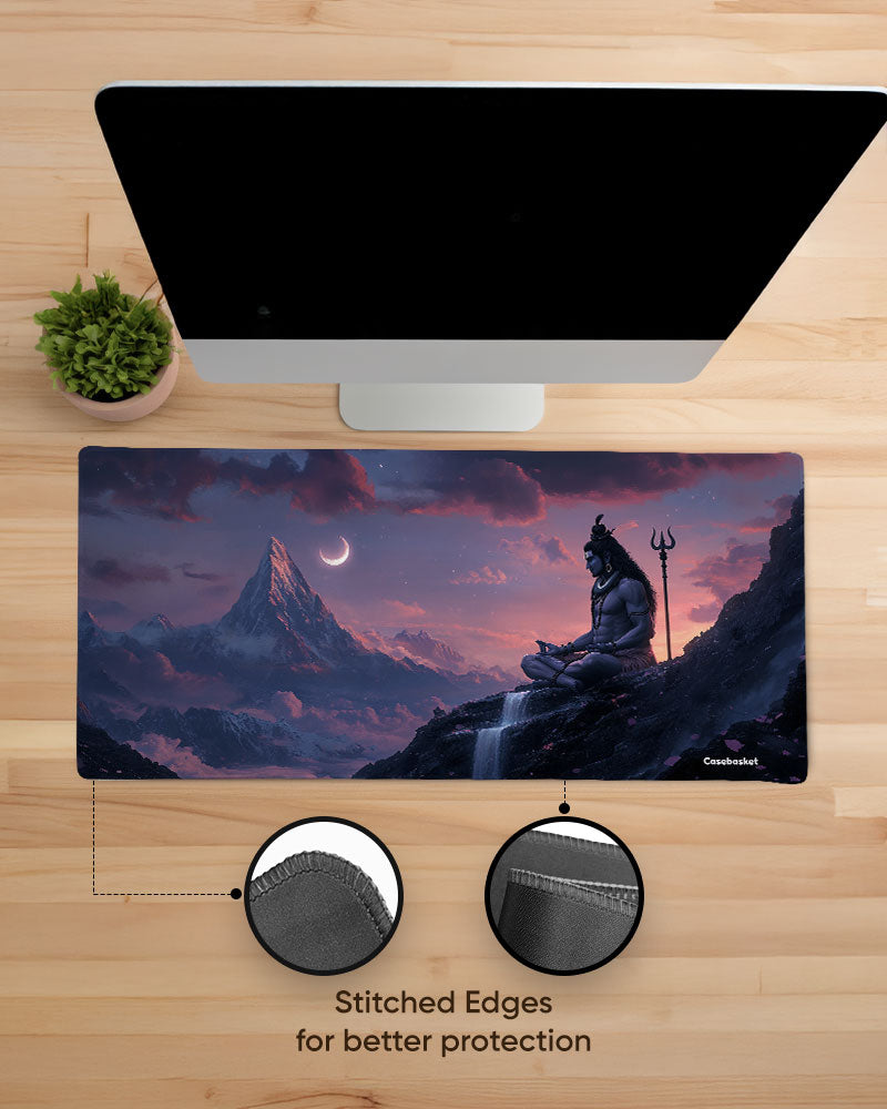 Meditating Mahadev Print Desk Mat