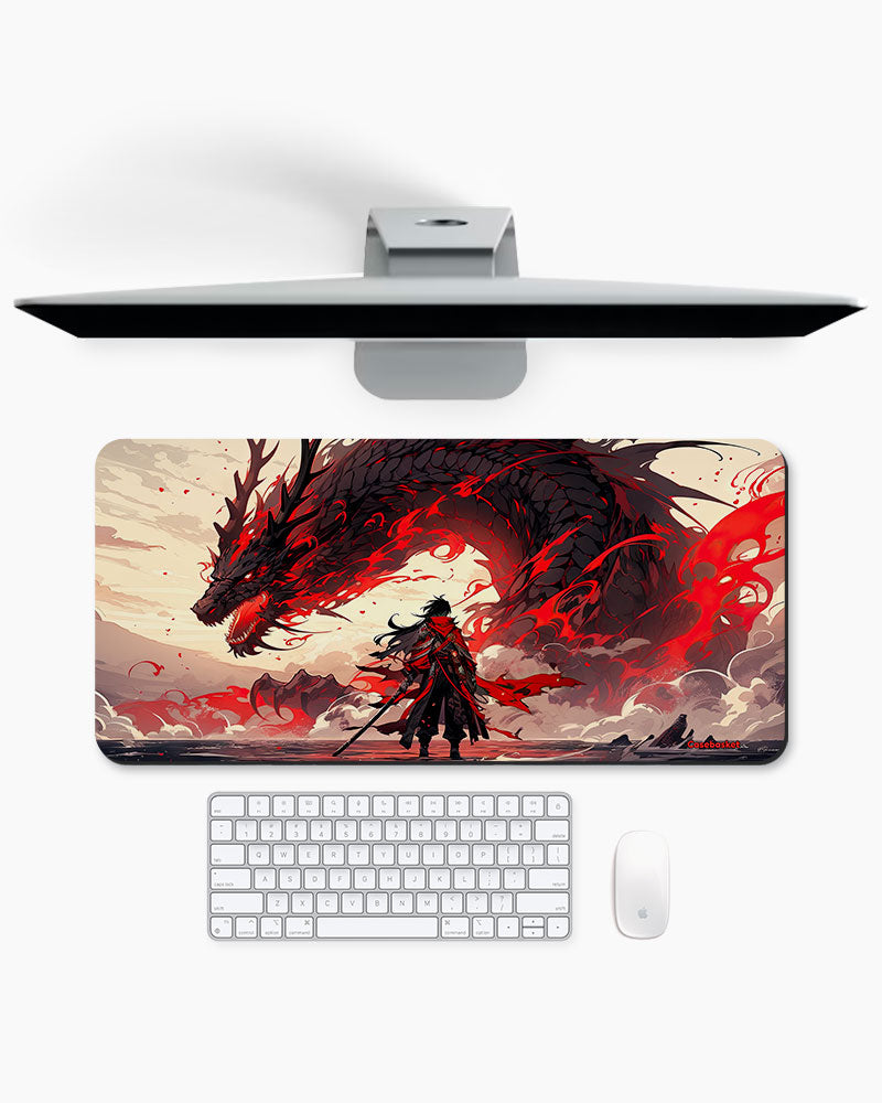 Crimson Dragon Ball Print Desk Mat