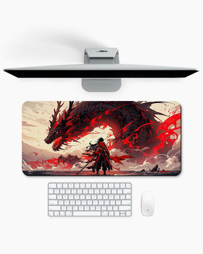 Crimson Dragon Ball Print Desk Mat