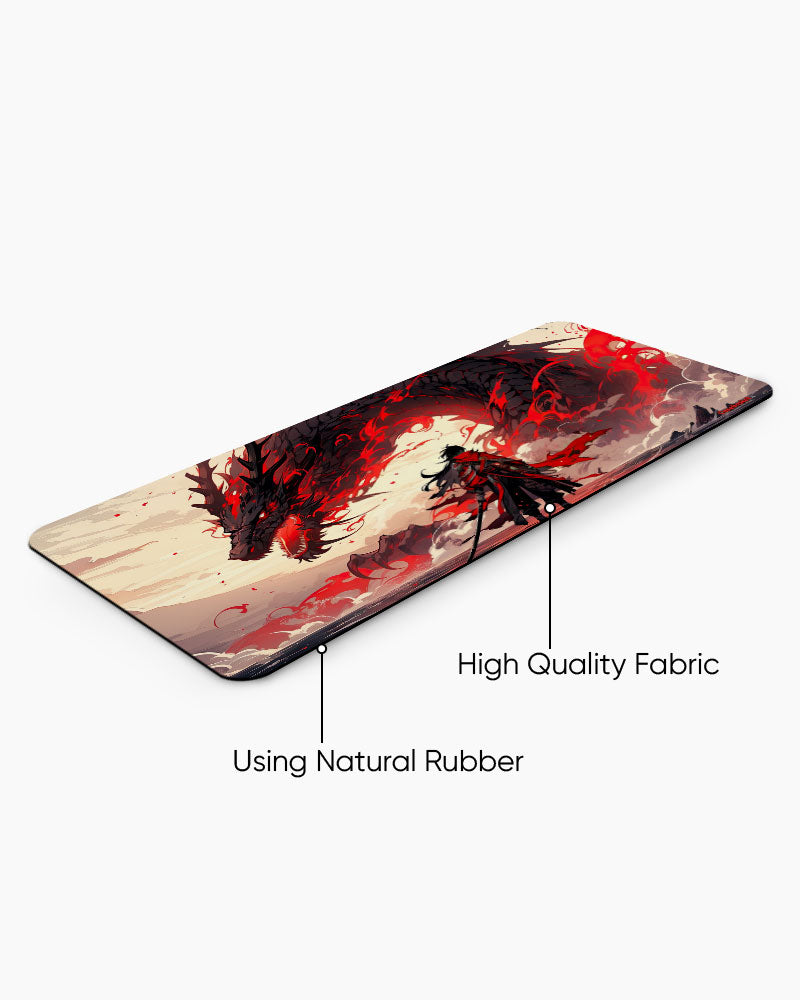Crimson Dragon Ball Print Desk Mat
