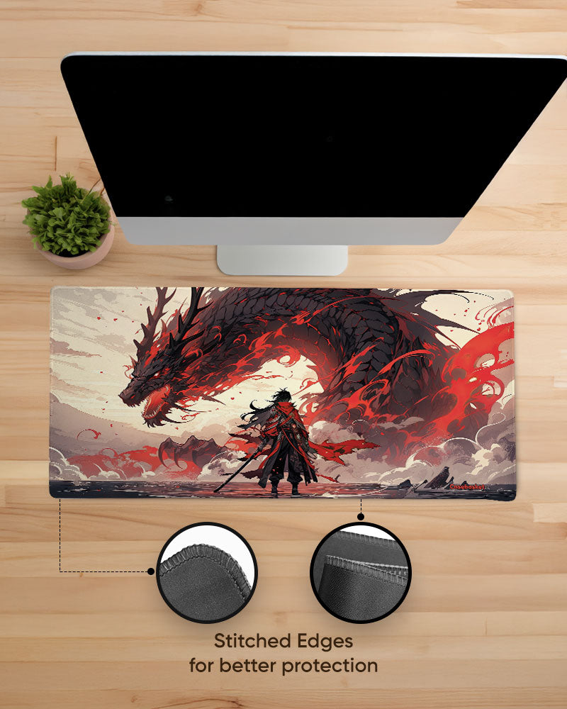 Crimson Dragon Ball Print Desk Mat
