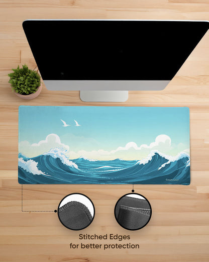 Coastal Wave Print Desk Mat