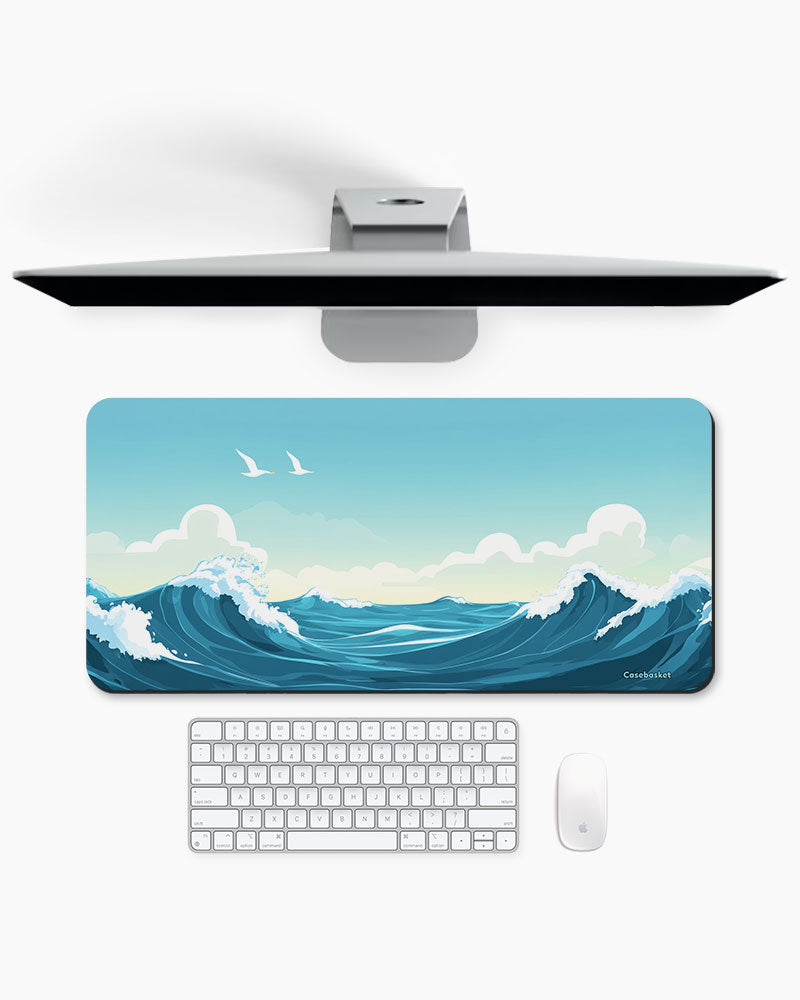Coastal Wave Print Desk Mat