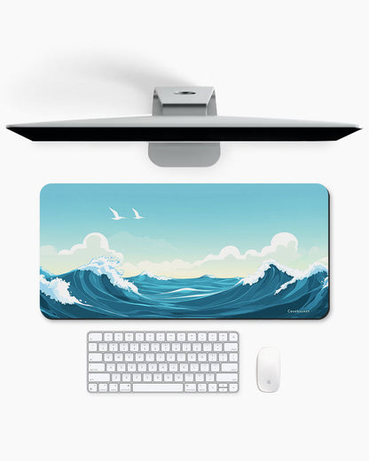 Coastal Wave Print Desk Mat