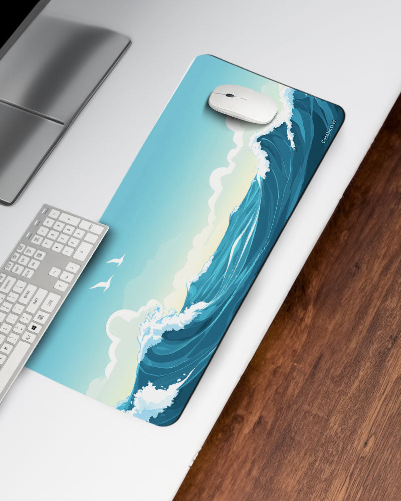 Coastal Wave Print Desk Mat