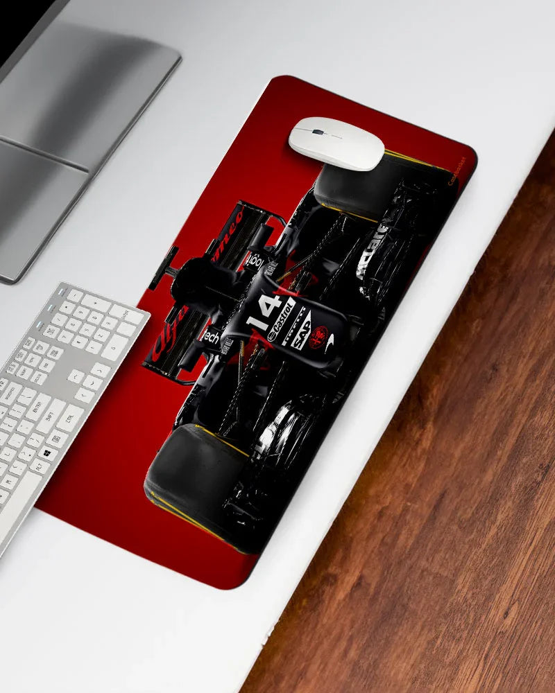 Crimson Grid Print Desk Mat