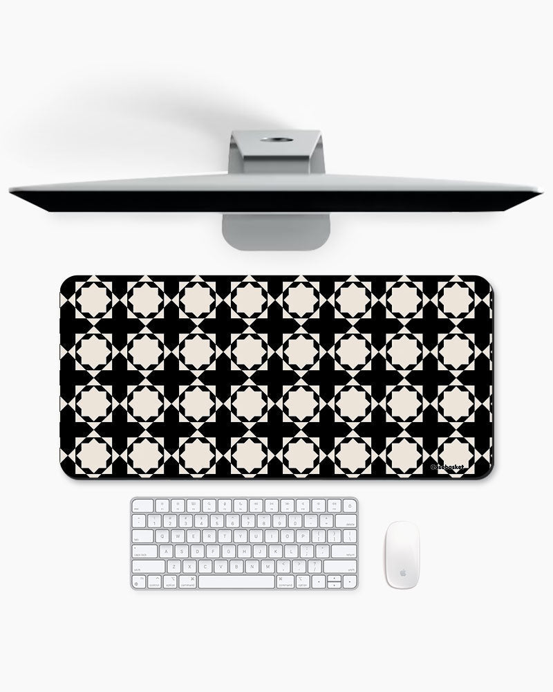 Black & Ivory Print Desk Mat