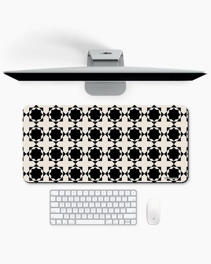Black Pearl Grid Print Desk Mat
