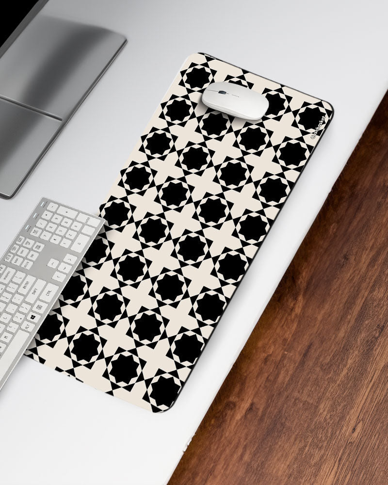 Black Pearl Grid Print Desk Mat