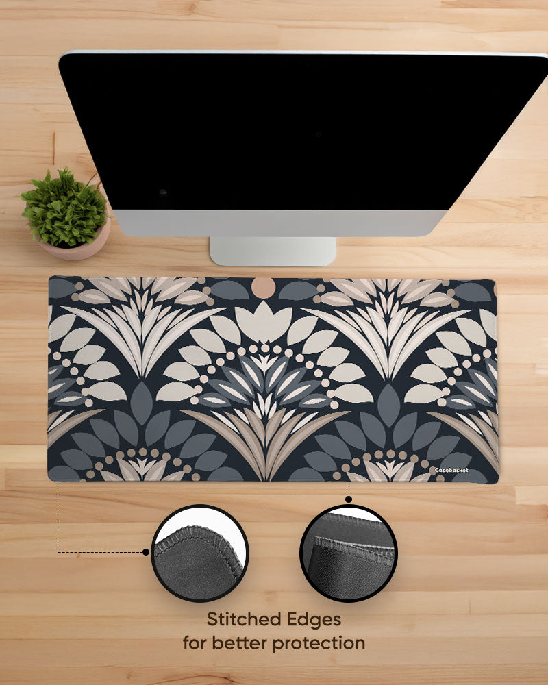 Dark Florale Print Desk Mat