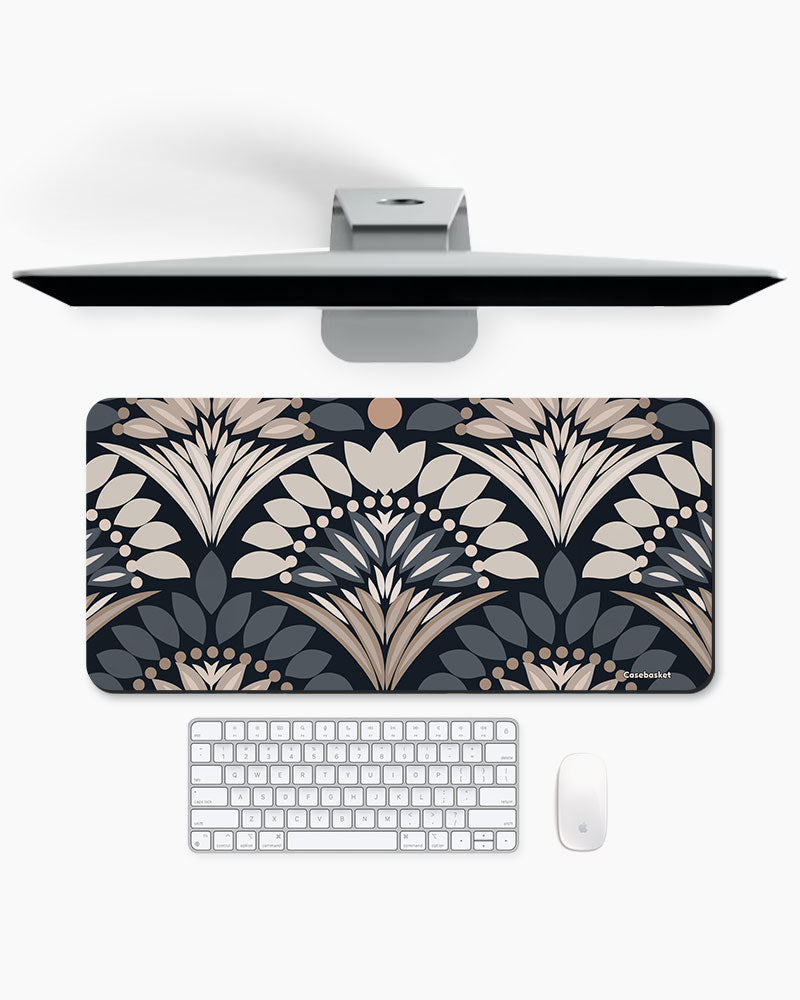 Dark Florale Print Desk Mat