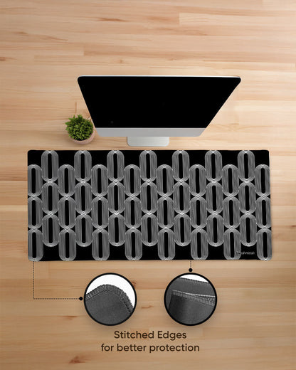 Black Link Print Desk Mat