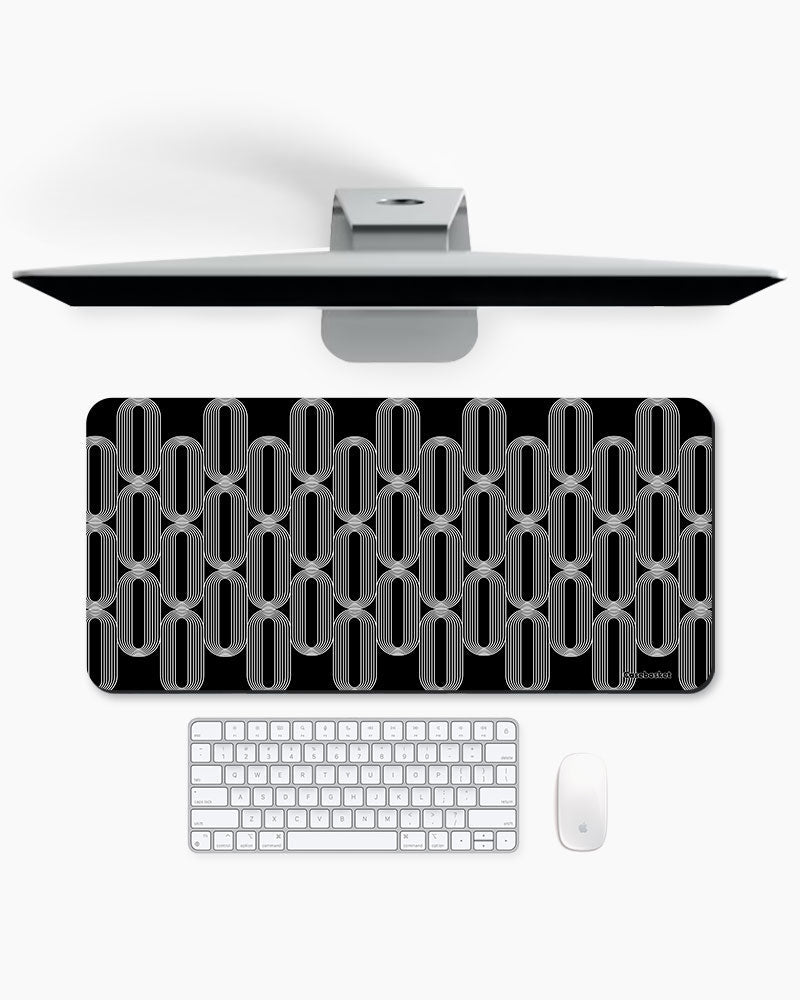 Black Link Print Desk Mat