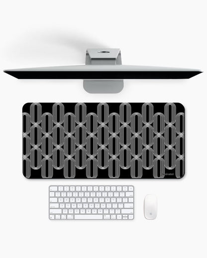 Black Link Print Desk Mat