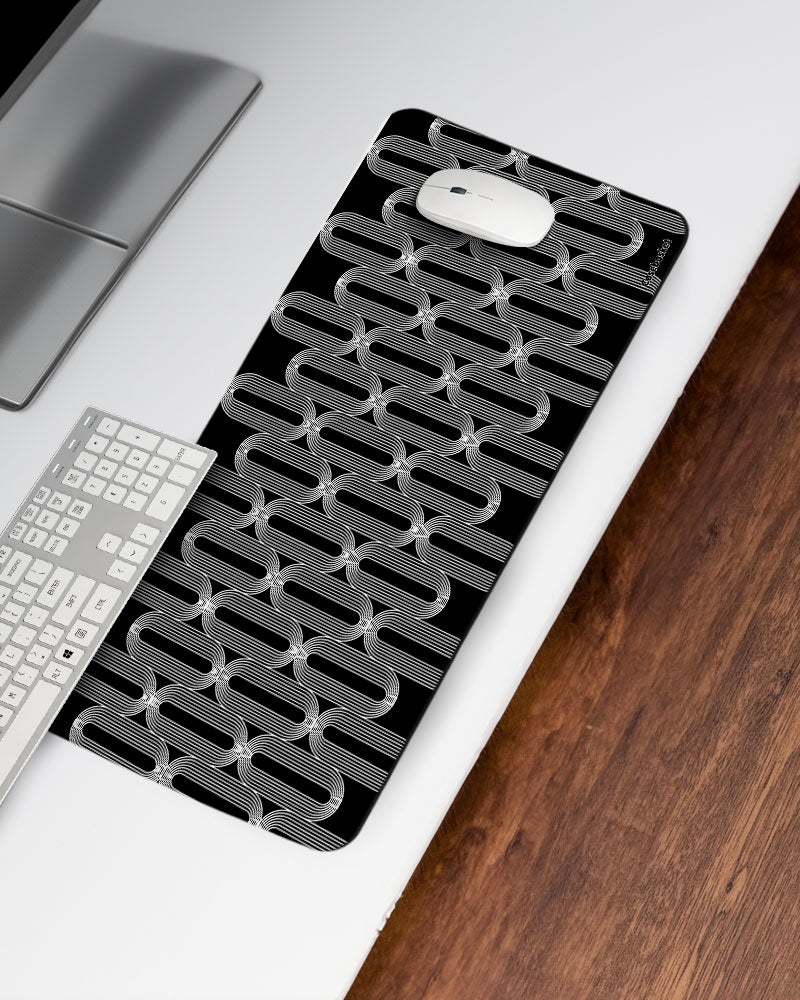Black Link Print Desk Mat