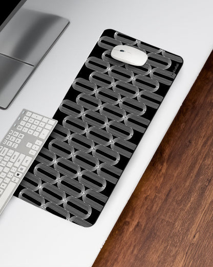 Black Link Print Desk Mat