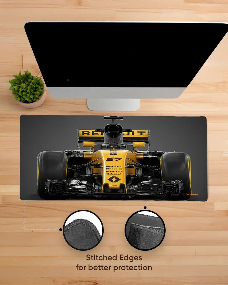Yellow Fury Print Desk Mat