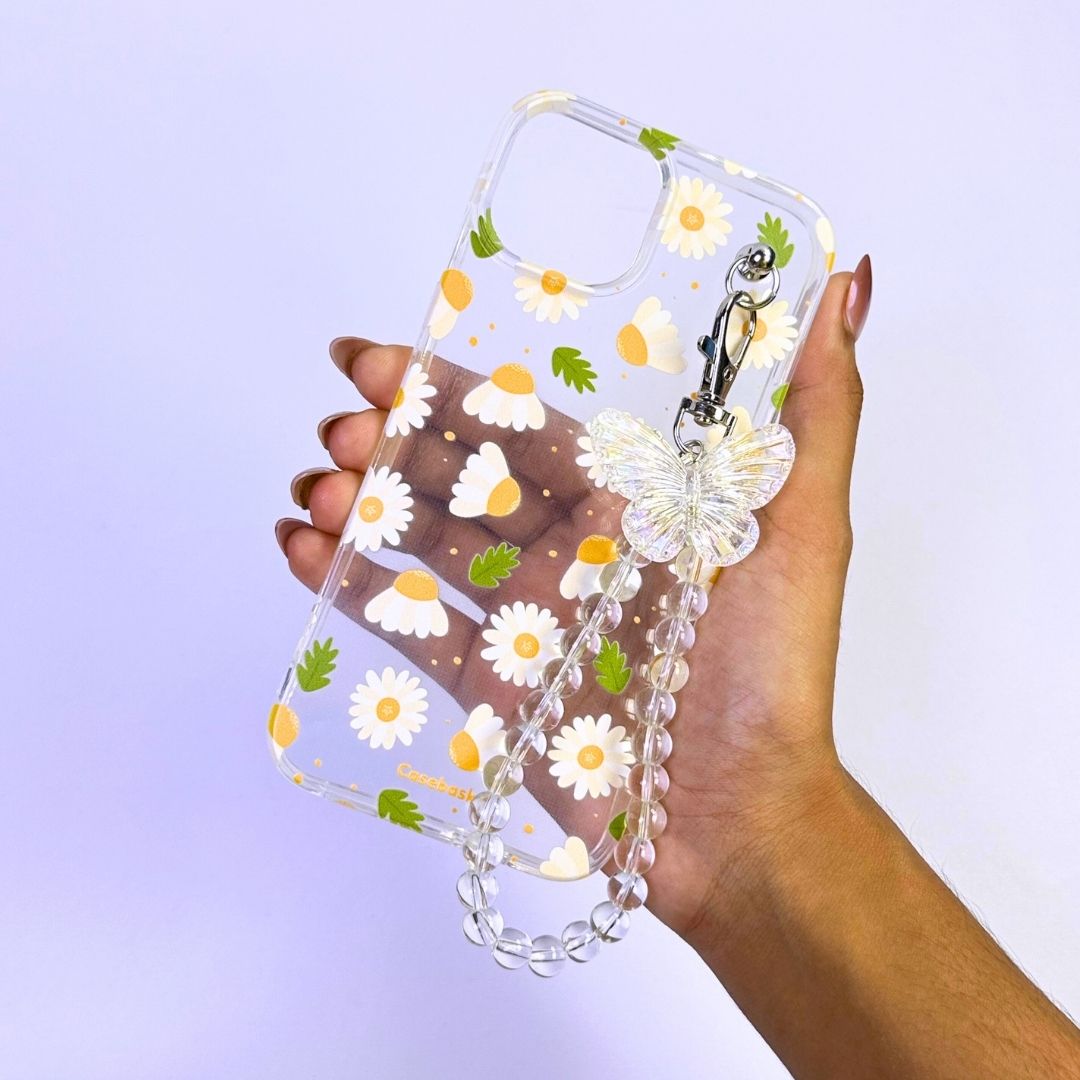 DaisyBaezy Transparent Pearlfly Fall Chain Phone Cover