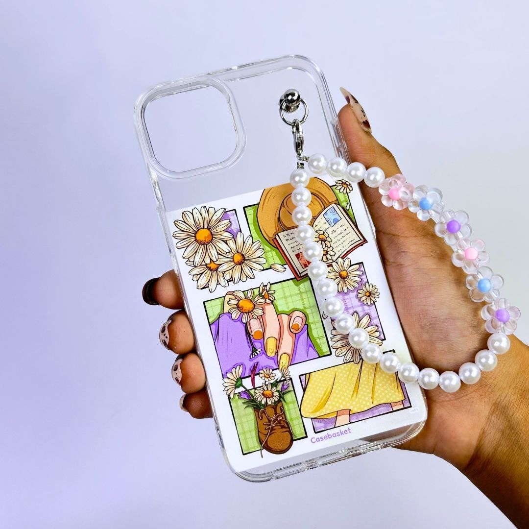 Daisy Outfit Grid Transparent Fall Chain Phone Cover