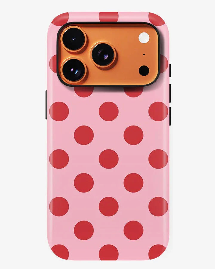 Strawberry Polka Glossy Armour Shell Phone Cover