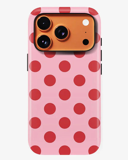 Strawberry Polka Glossy Armour Shell Phone Cover