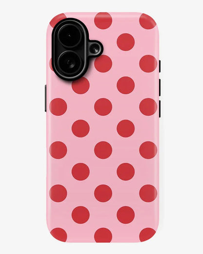 Strawberry Polka Glossy Armour Shell Phone Cover